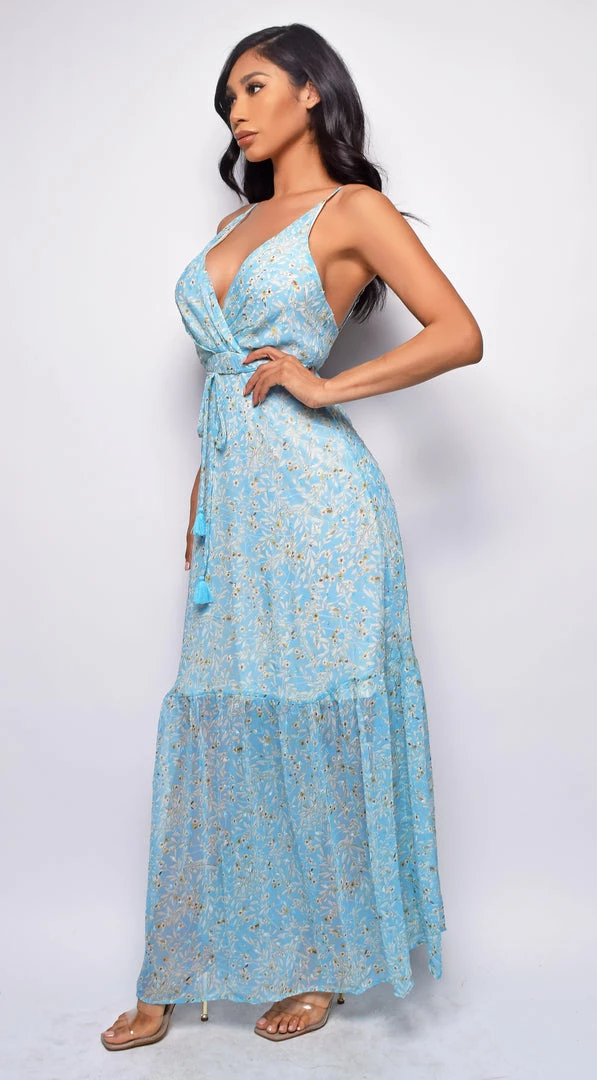 Emprada Dresses Merida Blue Floral Print Maxi Dress 4 Emprada Dresses Merida Blue Floral Print Maxi Dress