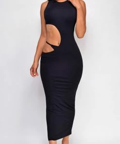 Emprada Heat Wave Black Cut Out Side Dress Dresses