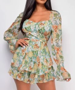 Emprada Temptation Green Floral Romper