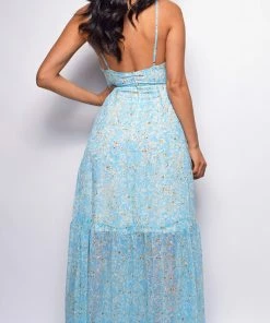 Emprada Dresses Merida Blue Floral Print Maxi Dress 6 Emprada Dresses Merida Blue Floral Print Maxi Dress