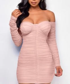 Emprada Adana Pink Ruched Dress Dresses