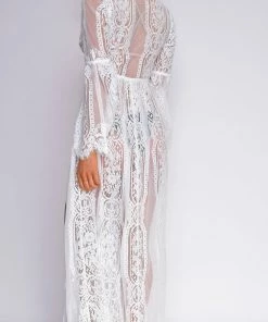 Emprada Swim Samaria White Lace Bell Sleeve Cover Up 9 Emprada Swim Samaria White Lace Bell Sleeve Cover Up