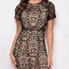 Emprada Arden Beige Black Lace Dress Dresses