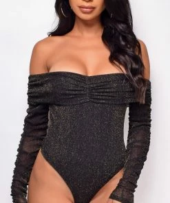 Emprada Tops Alexandria Black Sparkle Bodysuit