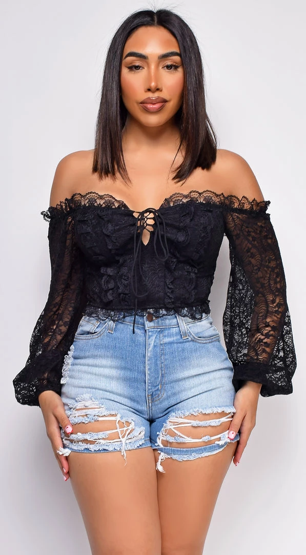 Emprada North Black Lace Off Shoulder Top Tops 2 Emprada North Black Lace Off Shoulder Top Tops