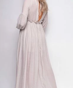 Emprada Pirae Taupe Beige Button Down Maxi Dress 9 Emprada Pirae Taupe Beige Button Down Maxi Dress