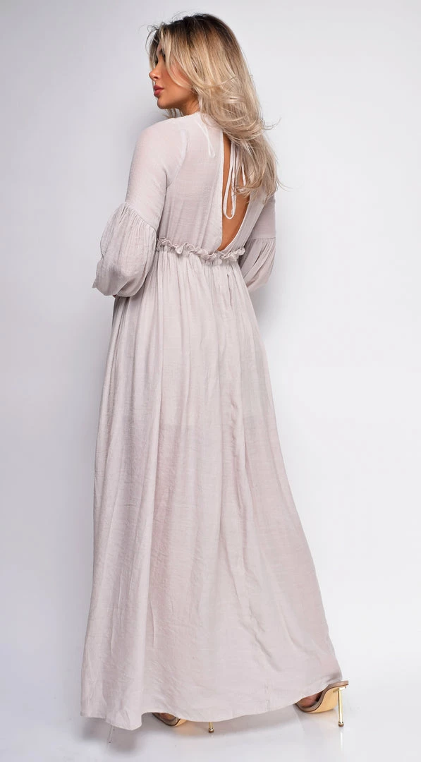 Emprada Pirae Taupe Beige Button Down Maxi Dress 4 Emprada Pirae Taupe Beige Button Down Maxi Dress