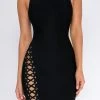 Emprada Jennie Black Lace Up Side Bandage Dress