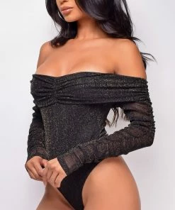 Emprada Tops Alexandria Black Sparkle Bodysuit