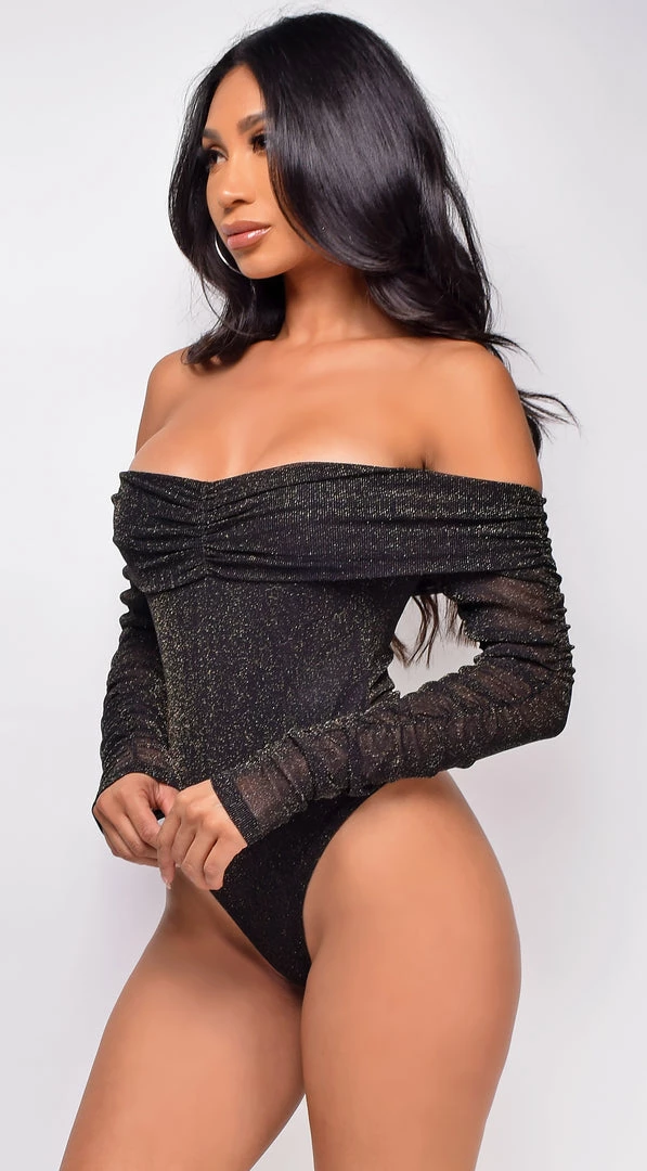 Emprada Tops Alexandria Black Sparkle Bodysuit 2 Emprada Tops Alexandria Black Sparkle Bodysuit