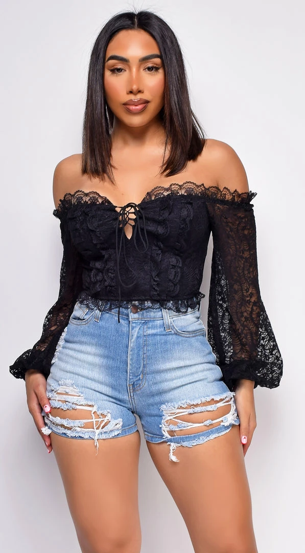 Emprada North Black Lace Off Shoulder Top Tops 1 Emprada North Black Lace Off Shoulder Top Tops