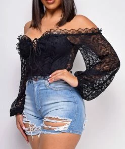 Emprada North Black Lace Off Shoulder Top Tops 7 Emprada North Black Lace Off Shoulder Top Tops