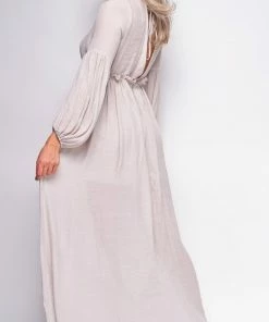 Emprada Pirae Taupe Beige Button Down Maxi Dress 8 Emprada Pirae Taupe Beige Button Down Maxi Dress