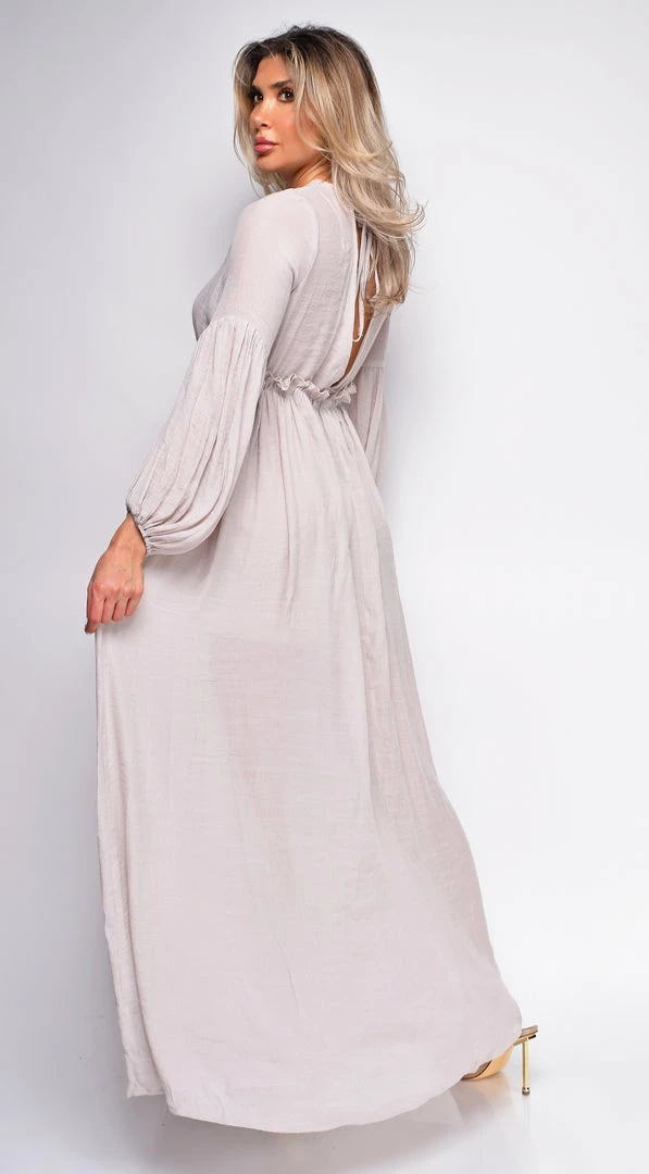 Emprada Pirae Taupe Beige Button Down Maxi Dress 3 Emprada Pirae Taupe Beige Button Down Maxi Dress