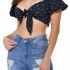 Emprada Lorita Black Polka Dot Tie Up Top