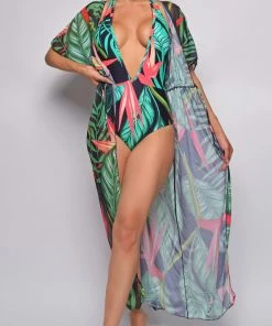 Emprada Tropez Green Multi Swimsuit & Coverup Set