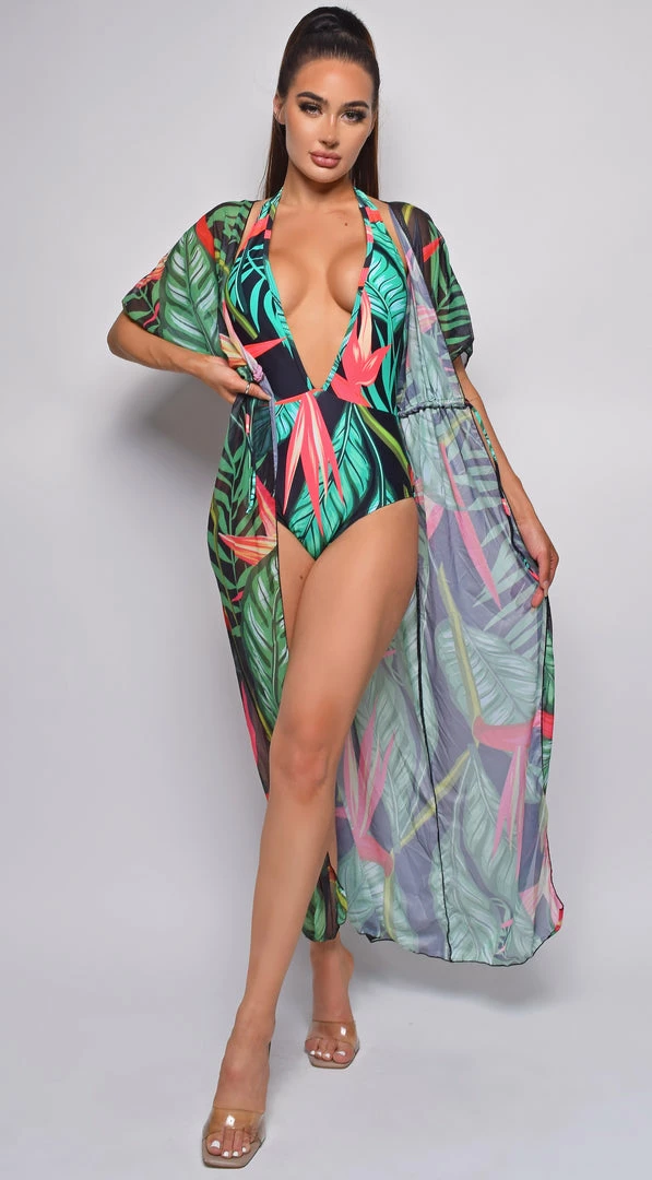 Emprada Tropez Green Multi Swimsuit & Coverup Set 1 Emprada Tropez Green Multi Swimsuit & Coverup Set