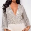Emprada Tops Harlow Silver Sequin Bodysuit