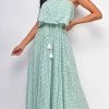 Emprada Dresses Eden Green Floral Tube Sleeveless Side Slit Dress
