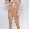 Emprada Chill Out Beige Velour Crop Hoodie Set