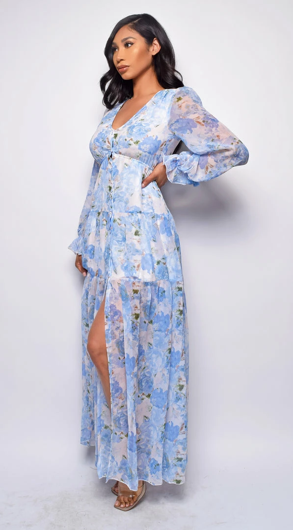 Emprada Janet Blue Floral Print Maxi Dress Dresses 4 Emprada Janet Blue Floral Print Maxi Dress Dresses