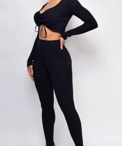 Emprada Loungewear Jermaine Black Ribbed Set