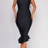 Emprada Dresses Luna Black Asymmetric Ruffle Bottom Bandage Dress