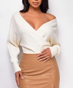 Emprada Tops Ishani Off White Sweater Knit Bodysuit
