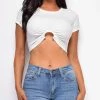 Emprada Friday Fever White Ring Detail Top