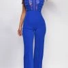 Emprada Jumpsuits & Rompers Vanna Blue Crochet Flared Leg Jumpsuit