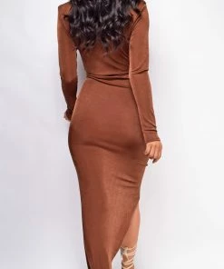 Emprada Jamila Brown Drape Dress Dresses