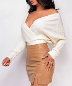 Emprada Tops Ishani Off White Sweater Knit Bodysuit 9 Emprada Tops Ishani Off White Sweater Knit Bodysuit