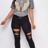 Emprada Tops Freedom Riders Grey Boyfriend Graphic Tee