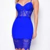 Emprada Merveille Royal Blue Lace Bustier Dress