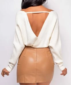 Emprada Tops Ishani Off White Sweater Knit Bodysuit