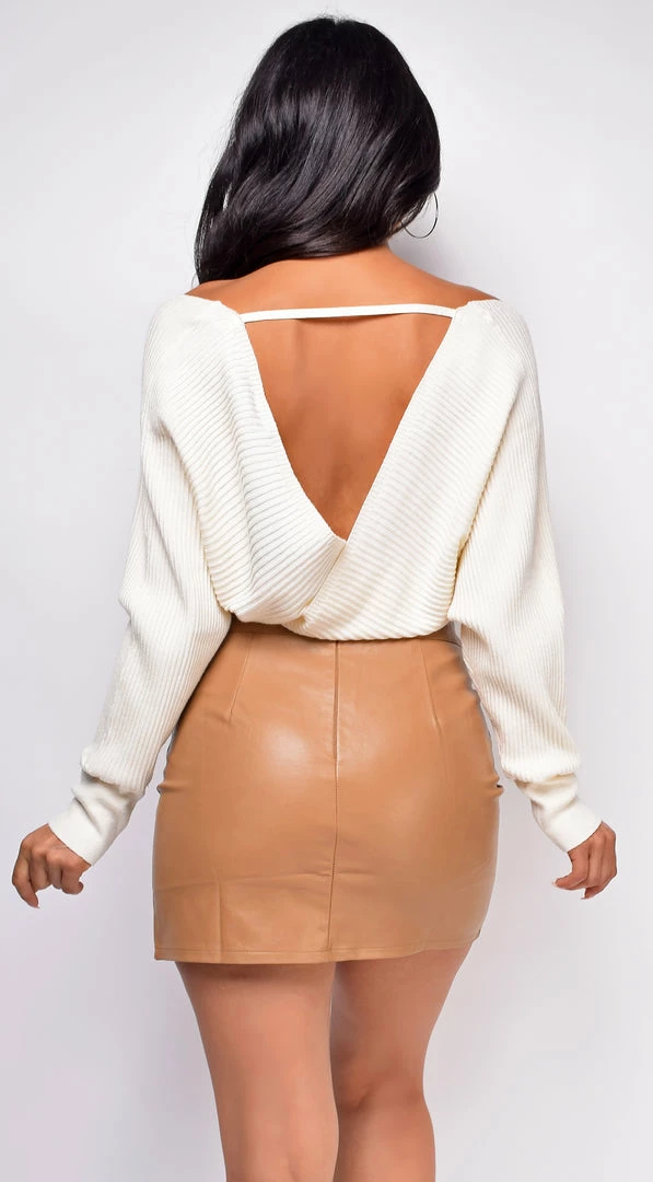 Emprada Tops Ishani Off White Sweater Knit Bodysuit 2 Emprada Tops Ishani Off White Sweater Knit Bodysuit