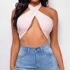 Emprada Ivana Pink Wrap Halter Neck Crop Top