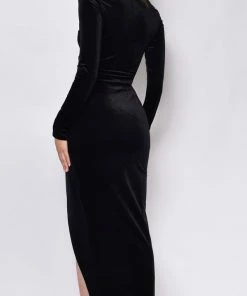 Emprada Little Black Dresses Shae Black Velvet Wrap Maxi Dress