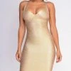 Emprada Azariah Gold Bandage Dress Dresses