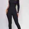 Emprada Want It All Black Ribbed One Shoulder Jumpsuit Jumpsuits & Rompers