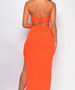 Emprada Fia Orange Top & Skirt Set Dresses