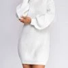 Emprada Tatyana Ivory White Oversized Sweater Dress Dresses