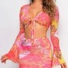 Emprada Dresses Kala Pink Multi Color Mesh Set