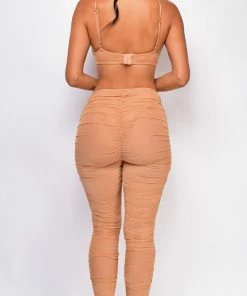 Emprada Jumpsuits & Rompers Roux Beige Ruched Jumpsuit