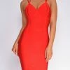 Emprada Jasper Red Halter Bandage Dress Dresses