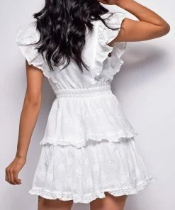 Emprada Brazil White Ruffled Dress Dresses