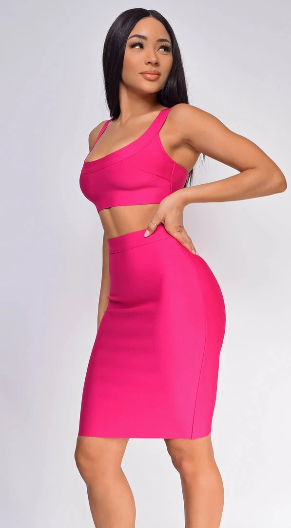 Emprada Milly Hot Pink Bandage Top And Skirt Set Dresses 2 Emprada Milly Hot Pink Bandage Top And Skirt Set Dresses