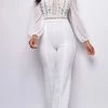 Emprada Nerine White Crochet Lace Mesh Jumpsuit