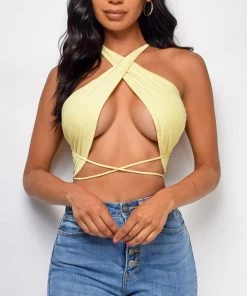 Emprada Galia Yellow Halter Top
