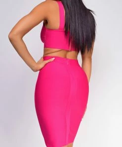 Emprada Milly Hot Pink Bandage Top And Skirt Set Dresses 5 Emprada Milly Hot Pink Bandage Top And Skirt Set Dresses